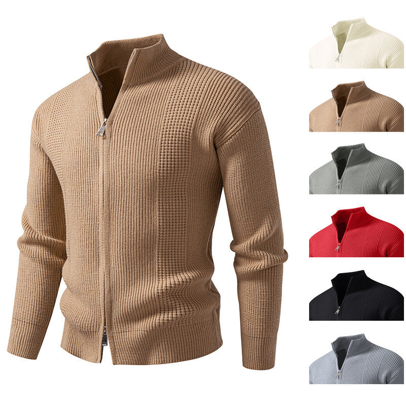 Herren Strickjacke Hochkragen Modern mit Reißverschluss - BerlinGlamour