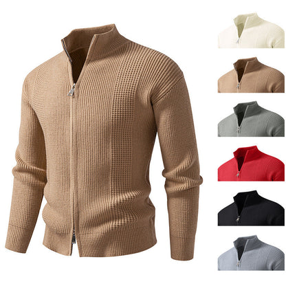 Herren Strickjacke Hochkragen Modern mit Reißverschluss - BerlinGlamour