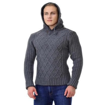 Herren Strickpullover Kapuze Warm Kuschelig Modern