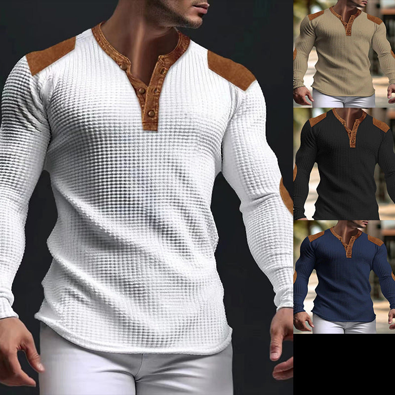 Herren Langarmshirt Leder Applikationen Modern Berlin Style - BerlinGlamour