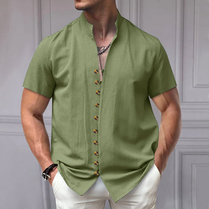 Herren Kurzarmhemd Modern Stehkragen Elegant