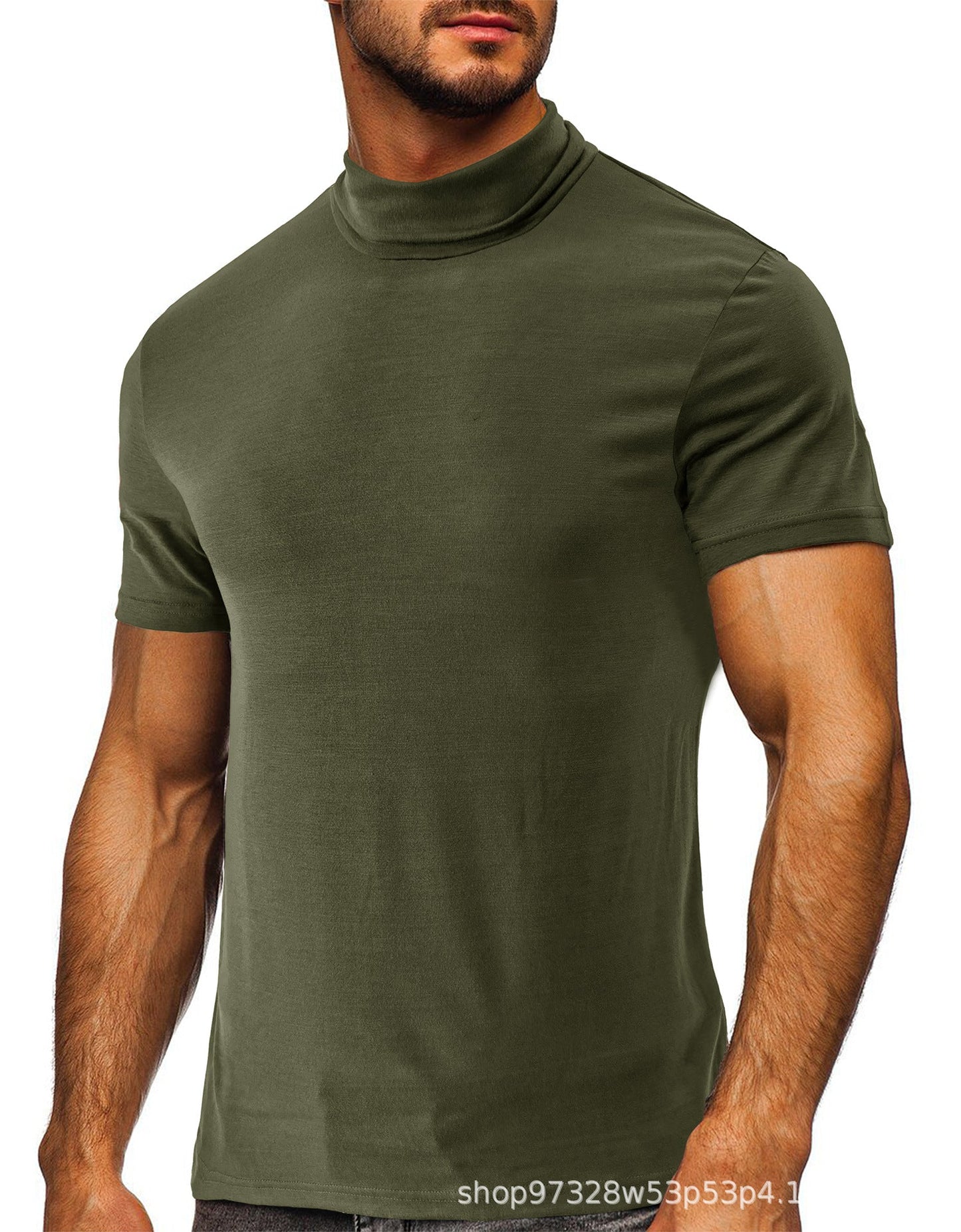 Herren T-Shirt Kurzarm Modern mit Rollkragen Trendy