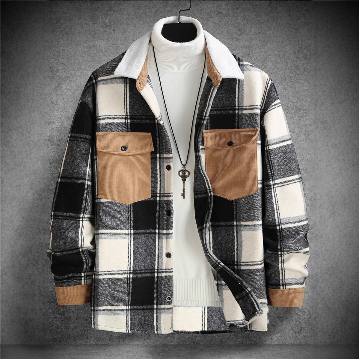 Herren Flanelljacke Karo mit Brusttaschen Weich - BerlinGlamour