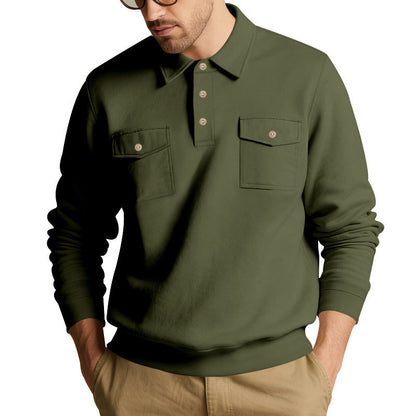 Herren Pullover Mit Brusttasche Modern Stehkragen