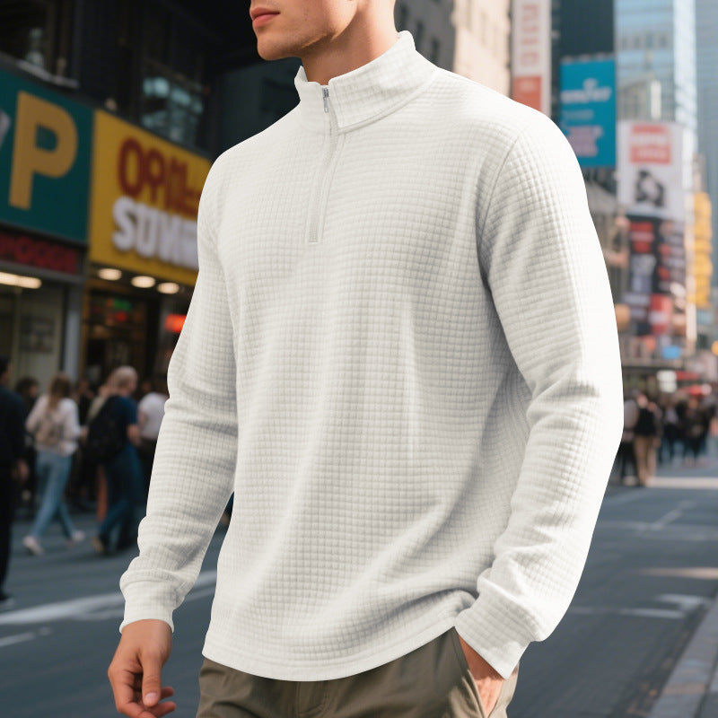 Herren Sportpullover Struktur Optik Reißverschluss Modern