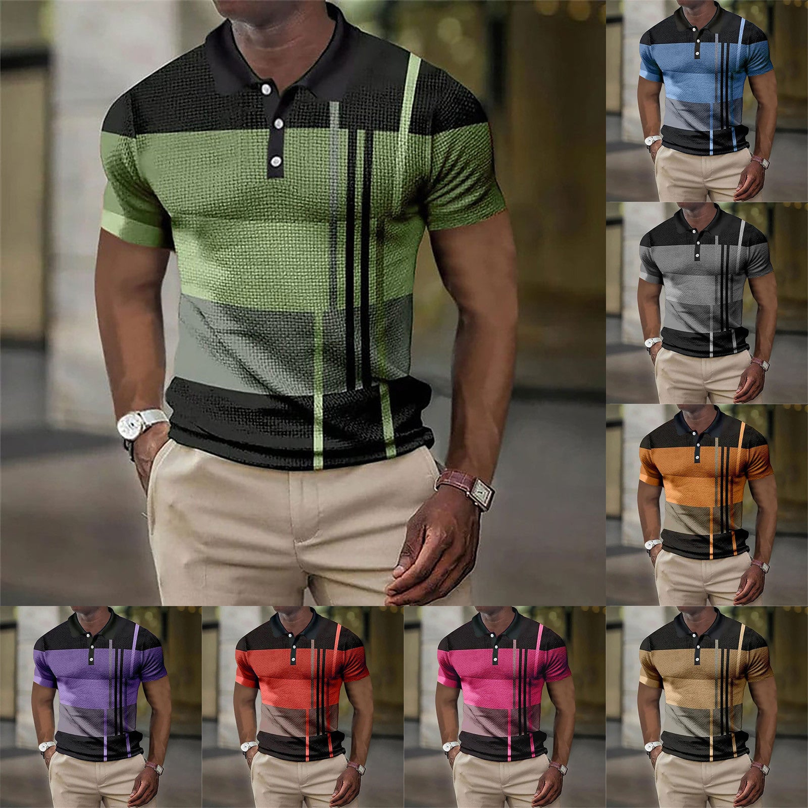 Herren Poloshirt Kurzarm Modern Grafikdesign - BerlinGlamour