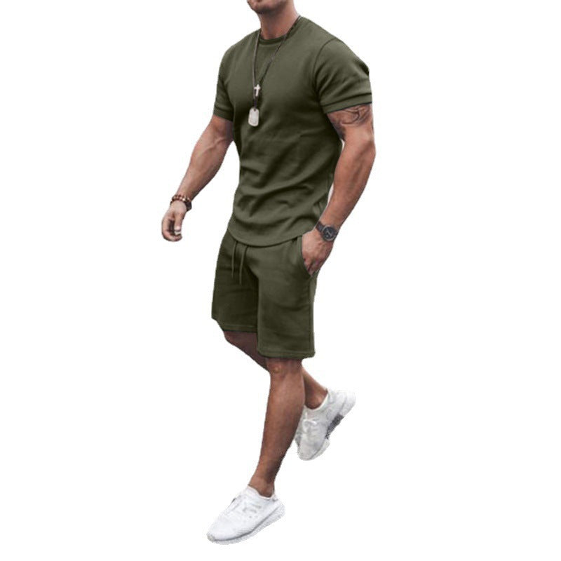 Herren Kurzarm Set Sportlich Elastisch Mit Taschen