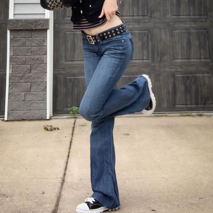 Damen High-Waist Jeans Stretch Elastisch Flare