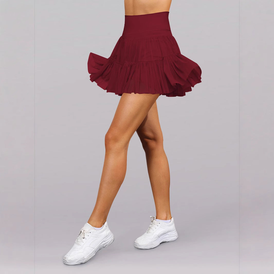 Damen Rock Sportlich Rüschen High Waist Elastisch