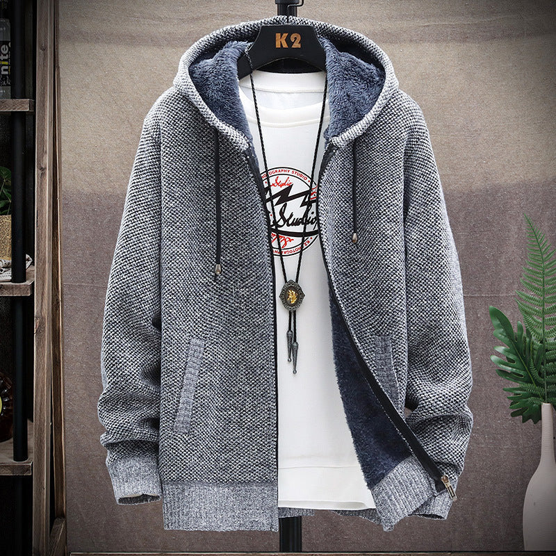 Herren Strickjacke Kapuze Weich Warm