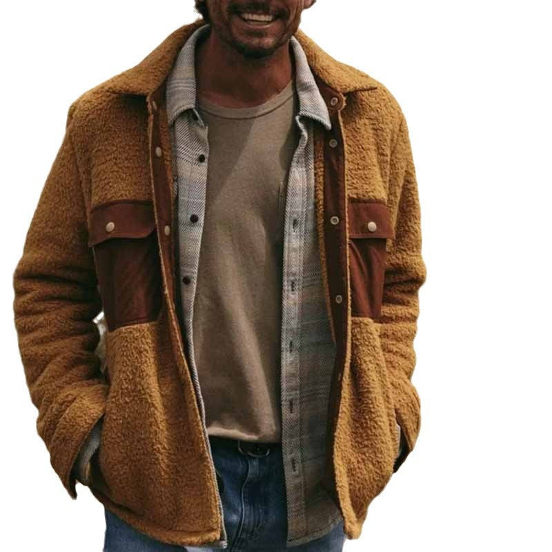 Herren Fleecejacke Warm Doppellagig mit Taschen