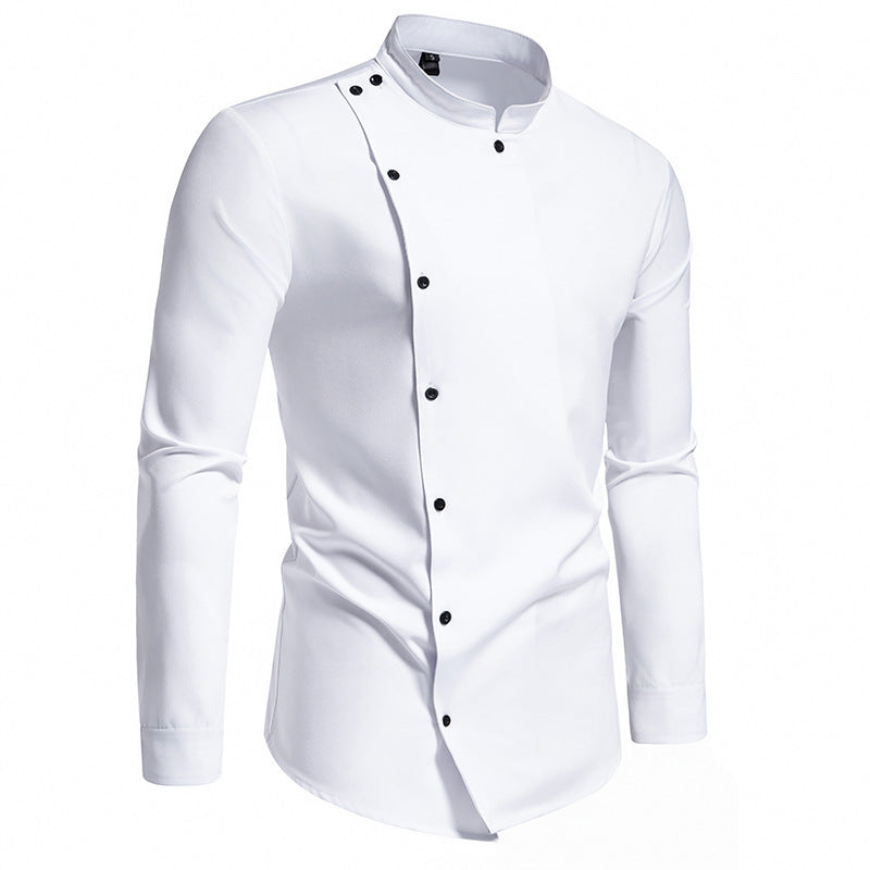 Elegantes Herrenhemd mit Stehkragen und Knopfdesign