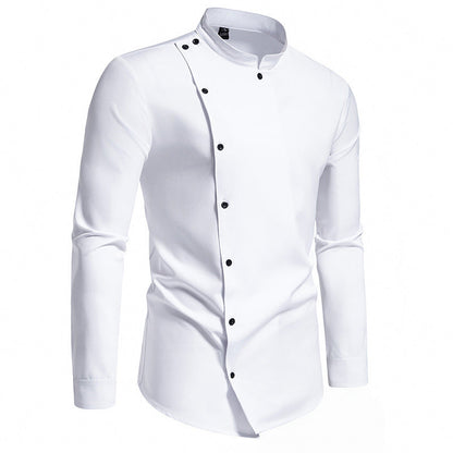 Elegantes Herrenhemd mit Stehkragen und Knopfdesign