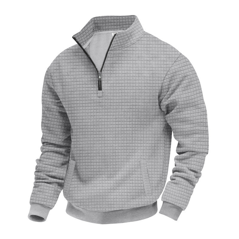Herren Pullover Fleece Strukturiert Reißverschluss Modern