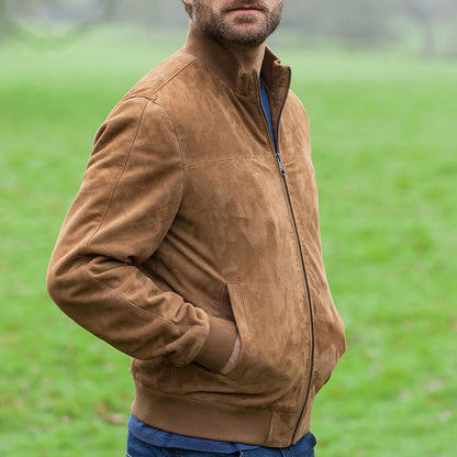 Herren Bomberjacke Leder Modern Schnitt