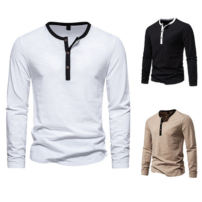 Herren Langarmshirt Henley Style KontrastkragenModern