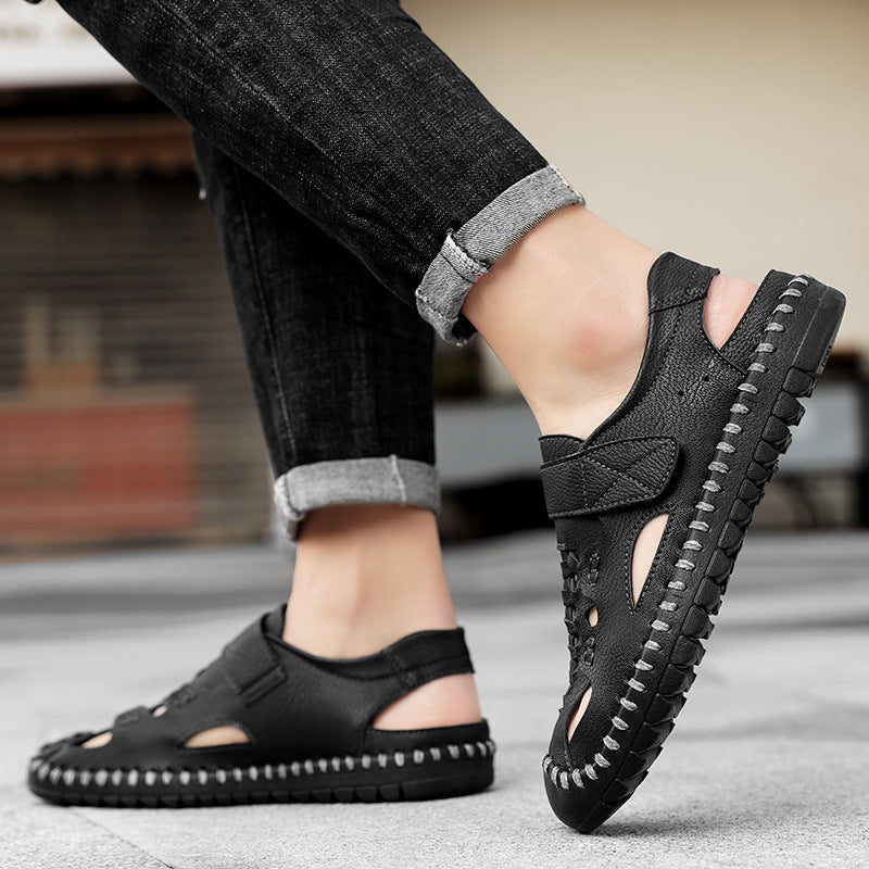Herren Leder-Sandalen Rutschfest Komfortabel Sommer