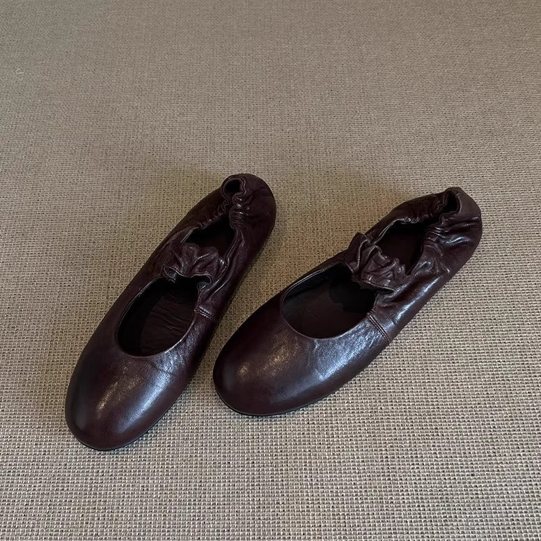 Damen Ballerinas Glänzend Rüschensaum Modern
