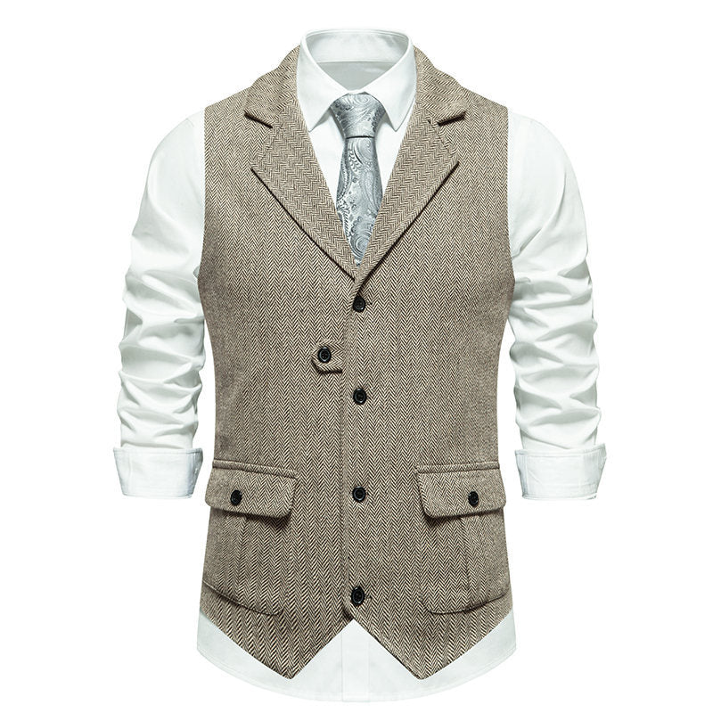 Herren Anzugweste Modern Herringbone Design mit Taschen