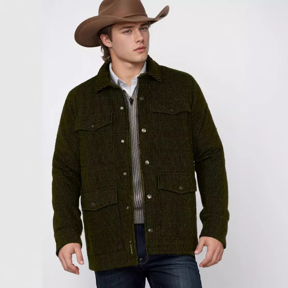 Herren Baumwolljacke Klassisch Schnitt Mit Taschen - BerlinGlamour