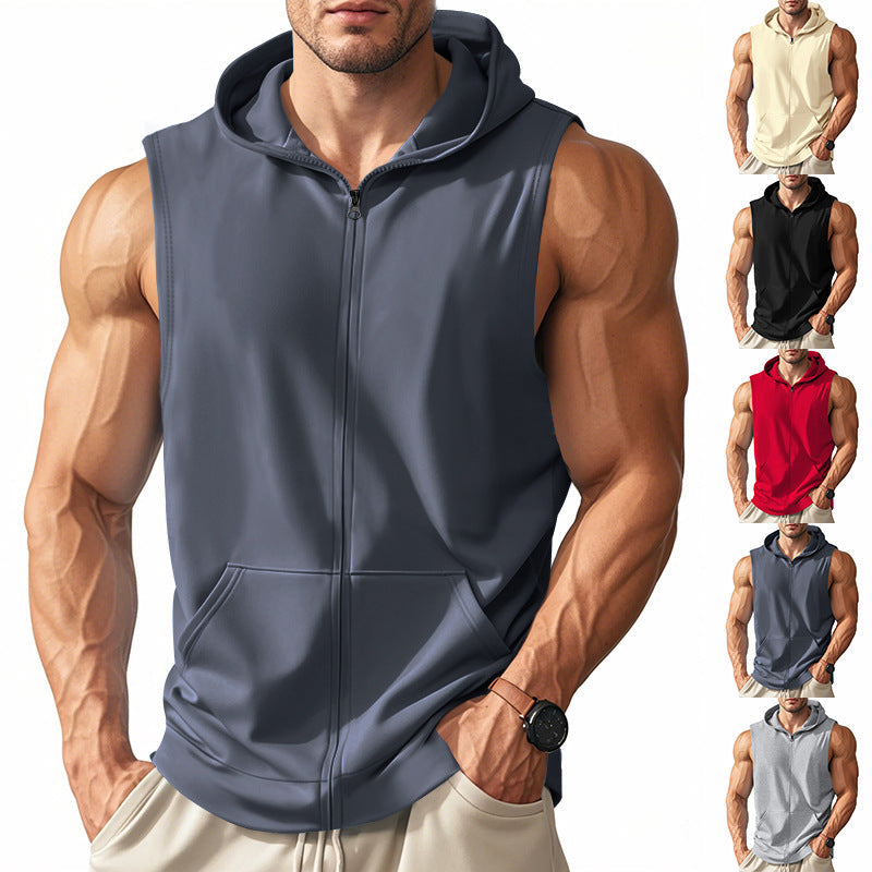Herren Trainingsjacke Ärmellos Funktionell Mit Taschen Reißverschluss - BerlinGlamour