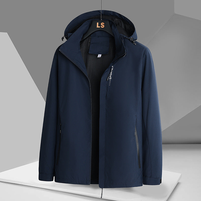 Herren Outdoorjacke Wasserdicht Verstellbare Kapuze Sportlich