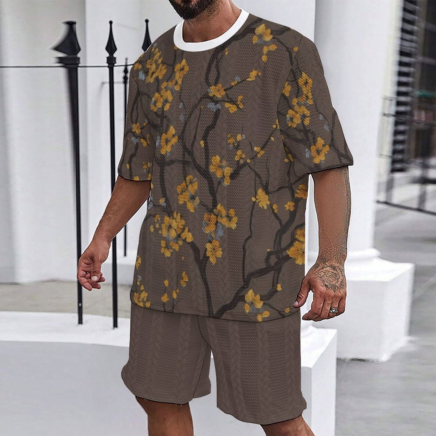 Herren Set mit Blumenmuster Trendy Sommer