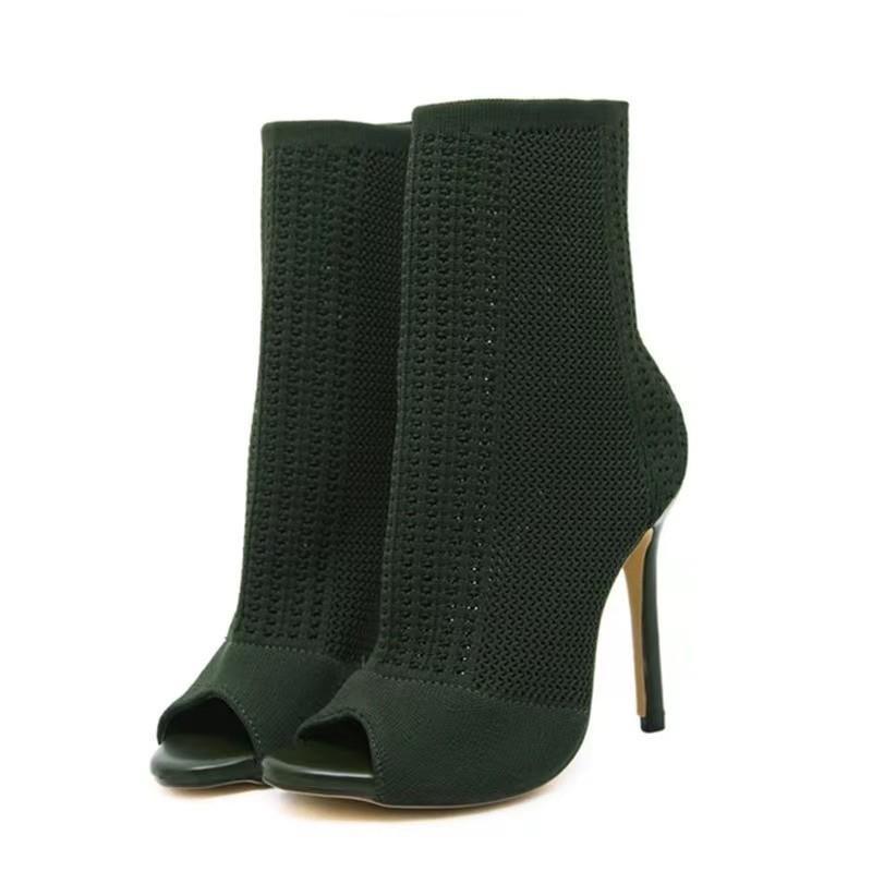 Damen Stiefel Ankle Boots Peep-Toe Absatz Elegant Schuhe