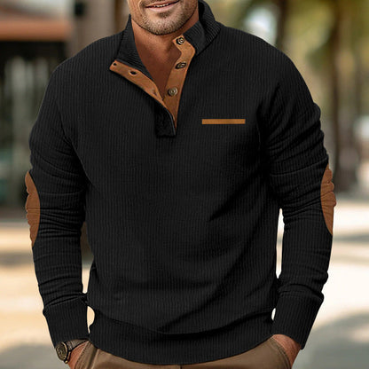 Herren Pullover Grobstrick Stehkragen Mit Knöpfen
