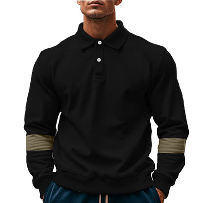 Herren Poloshirt Modern mit Kontrastärmeln Stehkragen