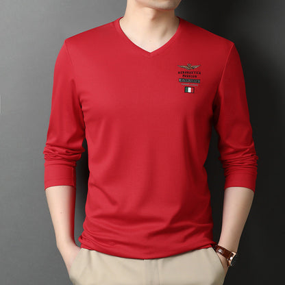 Herren Langarmshirt V-Ausschnitt Elegantes Design