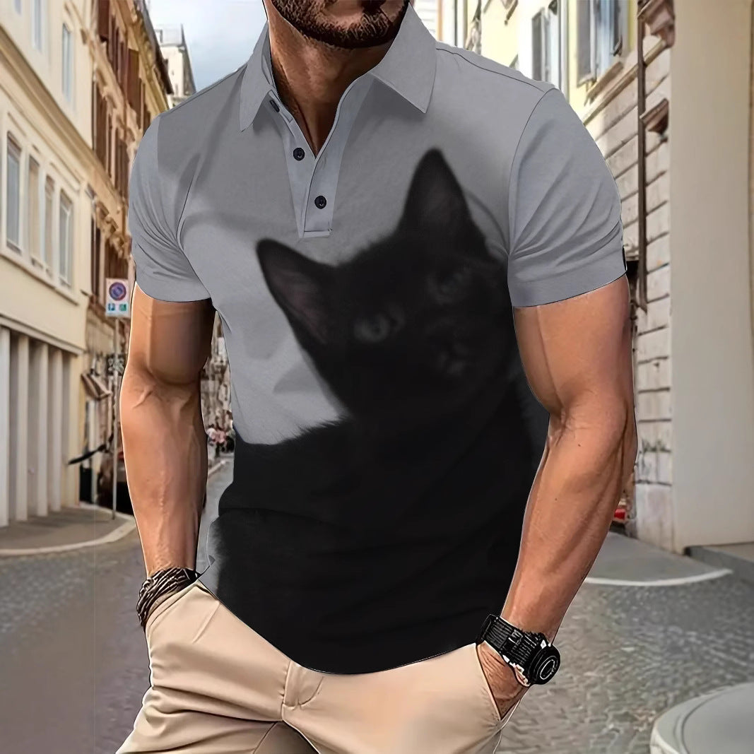 Herren Poloshirt Katzendesign Berlin Trendy Modern - BerlinGlamour