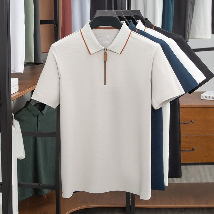 Herren Polohemd Modern Stehkragen Slim Fit
