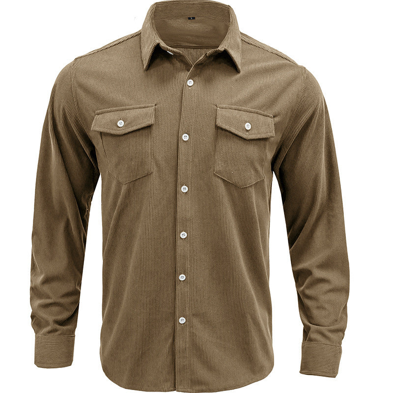 Herren Cordhemd Modern Slim Fit Braun