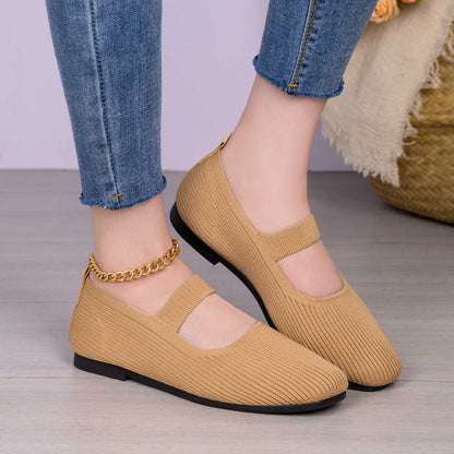 Damen Ballerinas Bequem Flexibel mit Verstellbarem Riemen