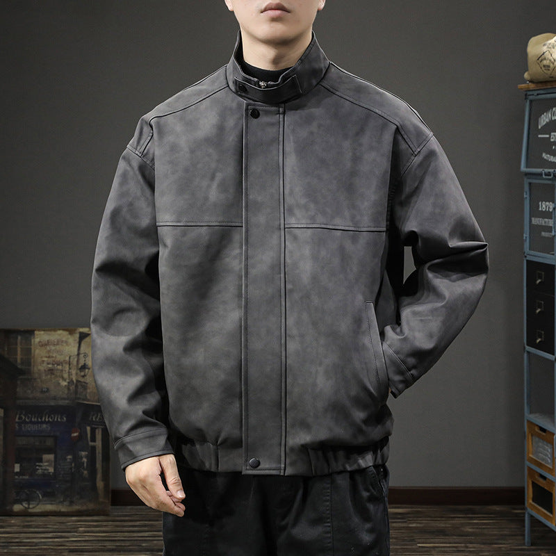 Herren Lederjacke Schwarz Modern Mit Taschen