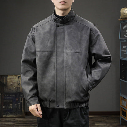 Herren Lederjacke Schwarz Modern Mit Taschen