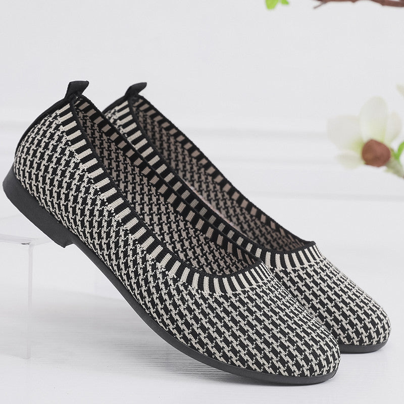 Damen Ballerinas Strick Atmungsaktiv Elegante
