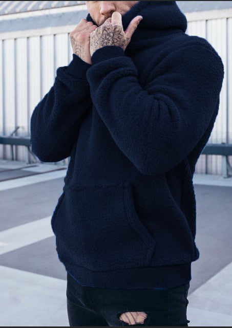 Herren Kapuzenpullover Weich Teddyfleece Kängurutasche Modern