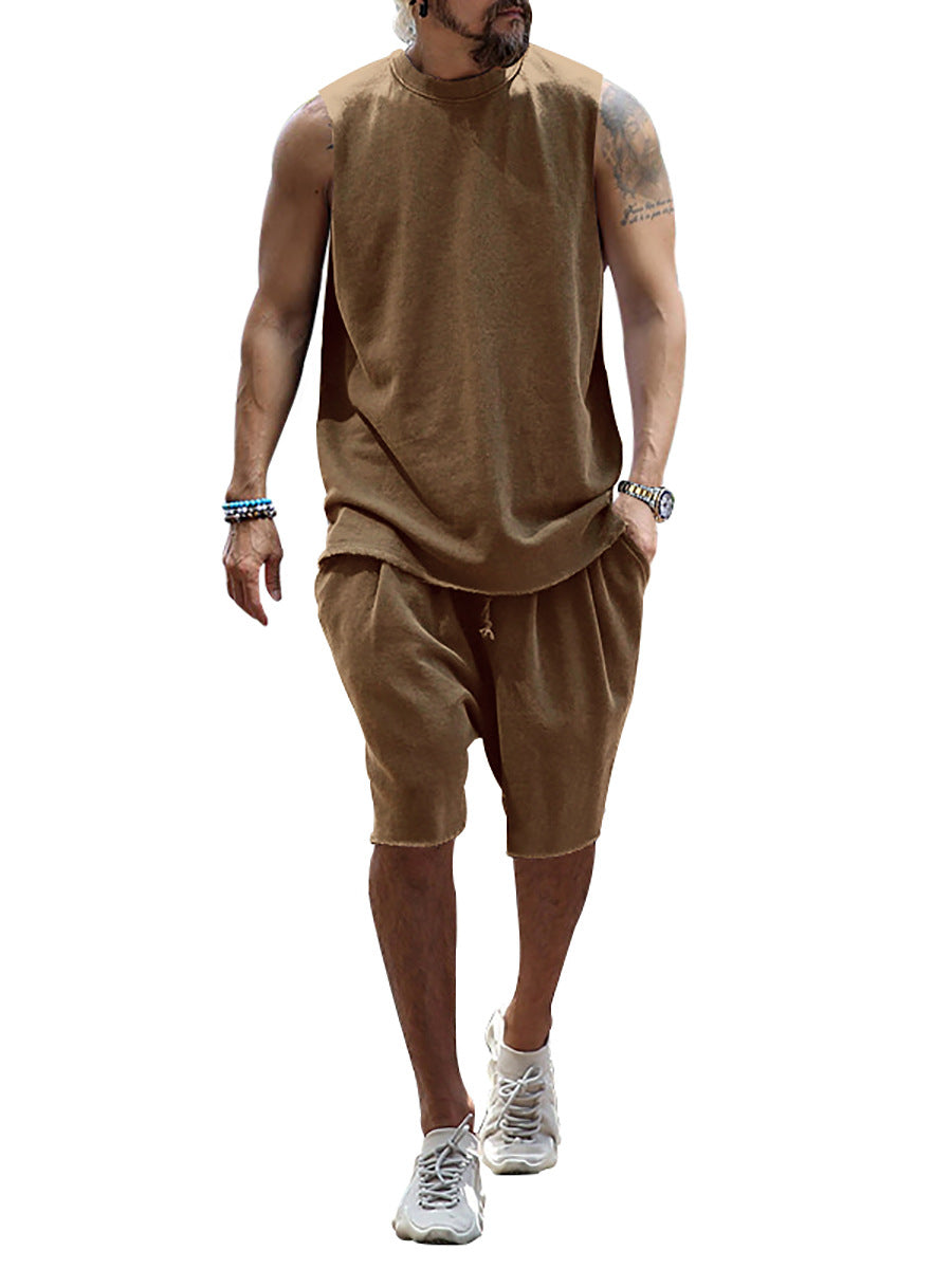Herren Sportset Tanktop und Shorts Baumwoll Mix