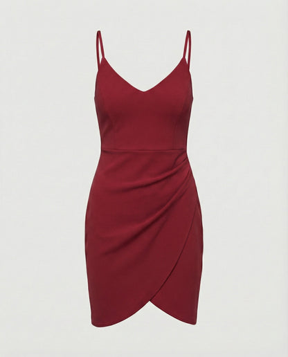 Damen Wickelkleid Spaghettiträger Elegantes Sommerkleid