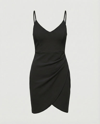 Damen Wickelkleid Spaghettiträger Elegantes Sommerkleid