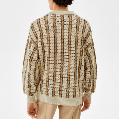 Herren Strickjacke Elegantes Lochmuster Design