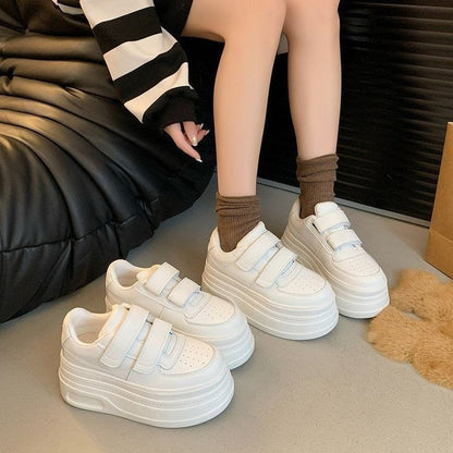 Damen Sneaker Plateau Klettverschluss Bequem