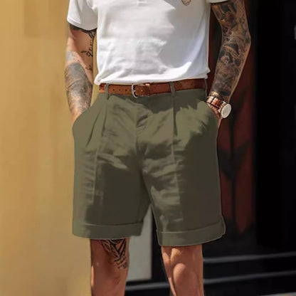 Herren Shorts Leinen Atmungsaktiv Mit Taschen Sommer