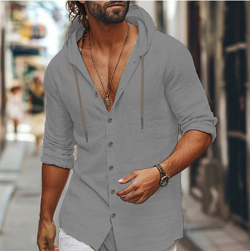 Herren Kapuzenshirt Lässig mit Taschen und Knopfverschluss