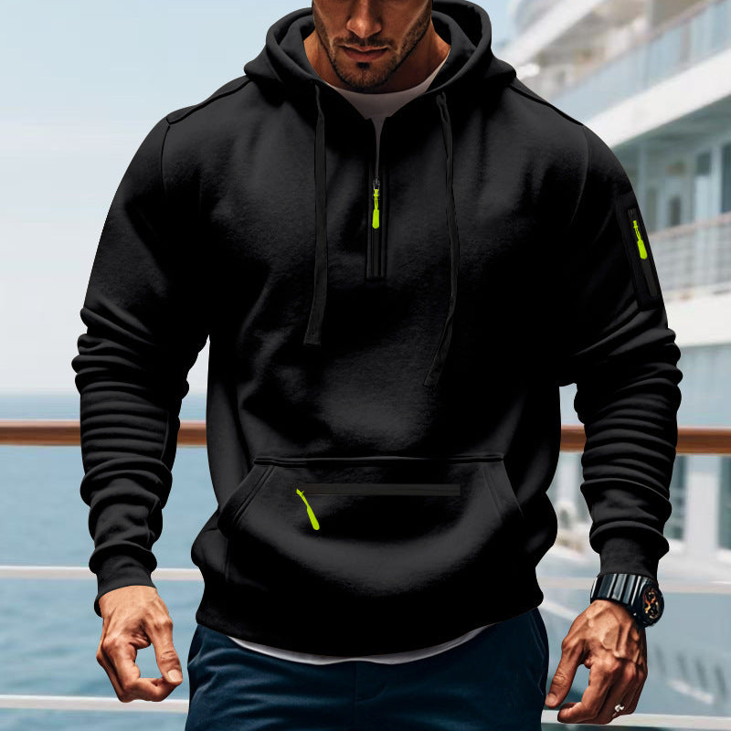 Herren Kapuzenpullover Sportlich mit Zwei-Wege-Reißverschluss