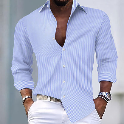 Herren Langarmhemd Modern mit Streifenmuster Slim Fit