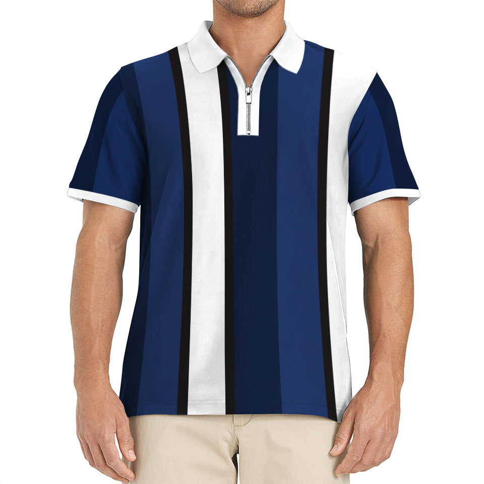 Herren Poloshirt Modern mit Reißverschluss und Streifen