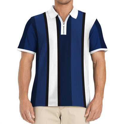 Herren Poloshirt Modern mit Reißverschluss und Streifen
